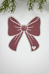 Ribbon Shaped Dusty Rose Fabric White Embroidered Cocktail Napkin 1 Piece